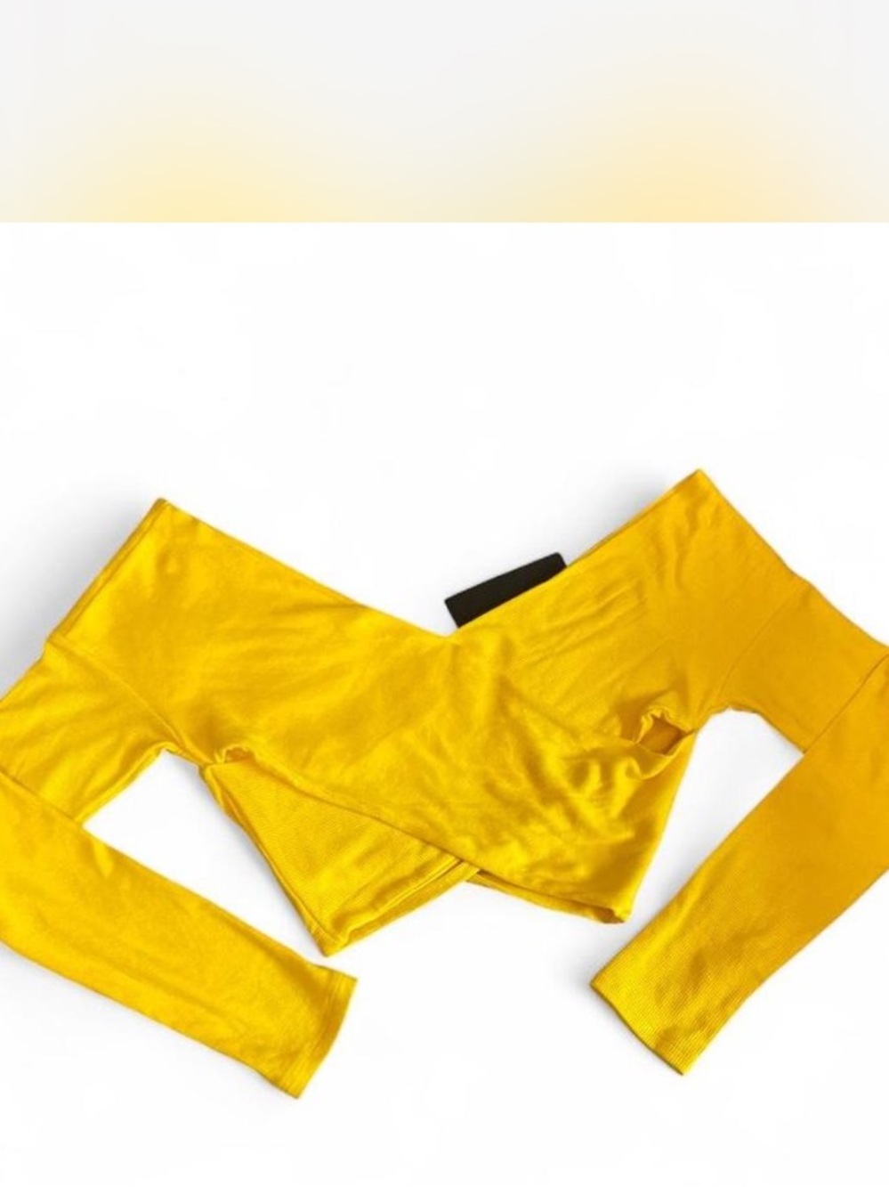 NWT Fashion Nova Yellow Ribbed Long Sleeve Crop Top